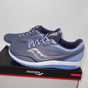 NEW Saucony Kinvara 11 Sneakers Lace Up Running Shoes Gray Purple Girl's 5.5